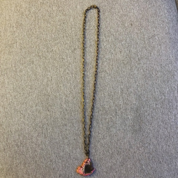 Pink agate chain necklace. - Picture 4 of 6